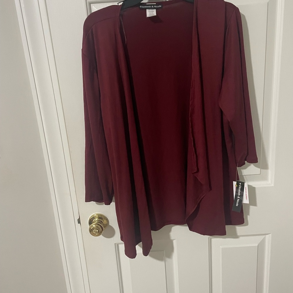 Elizabeth & Nicole cardigan nwt wine 1x